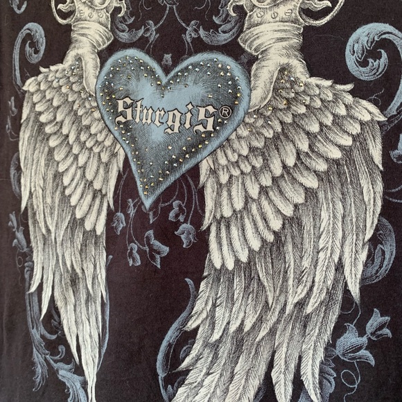 Y2K Vintage Sturgis wings & guns women's tee size XL juniors. - Picture 4 of 9